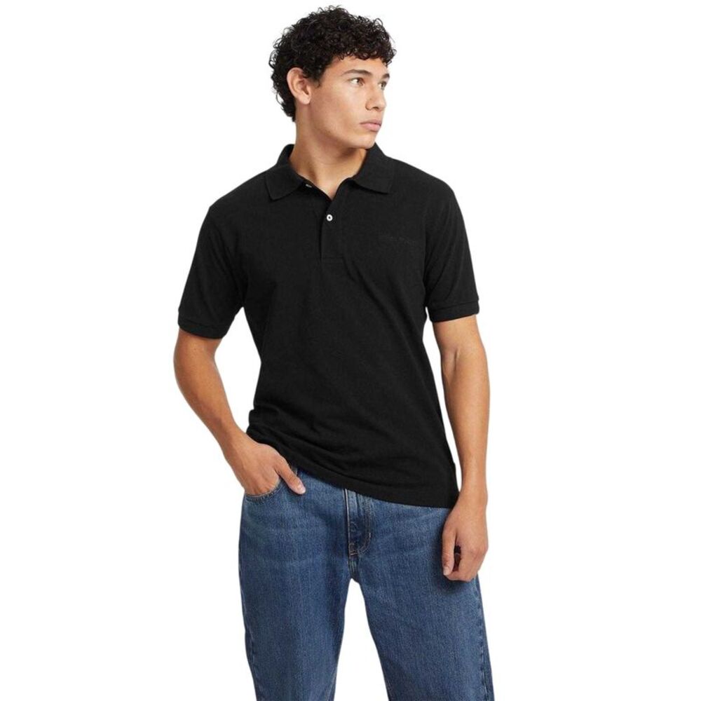 Guess Mens Embroidered Logo Short-Sleeved Polo Shirt / Black